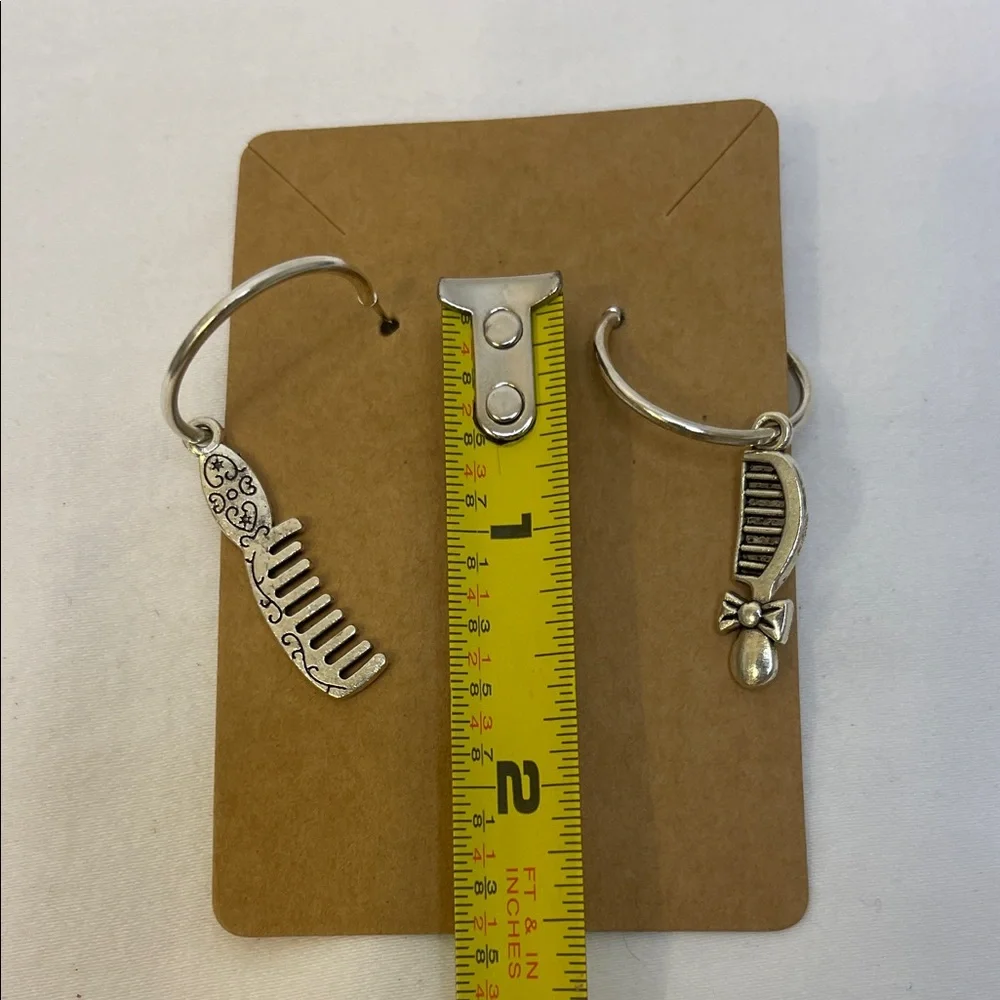Silver Comb Charm Earrings